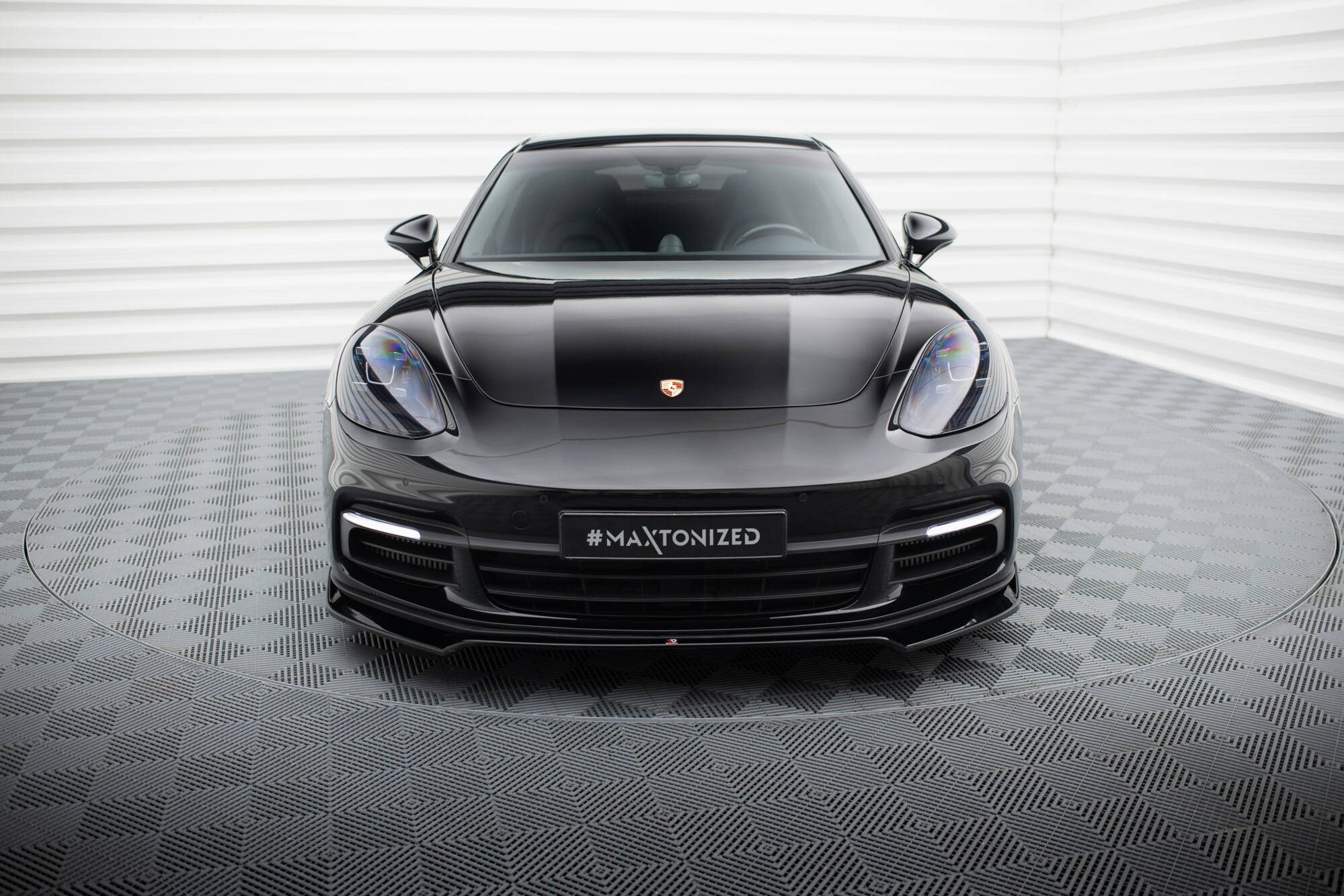 Street+ Spoilerlippe Front Ansatz V.2 passend für Porsche Panamera E-Hybrid / Panamera 4S 971 schwarz Hochglanz