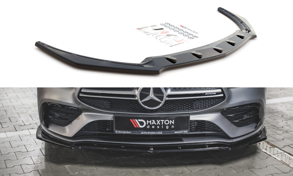 Street+ Spoilerlippe Front Ansatz V.2 passend für Mercedes-AMG CLA 35 Aero C118 schwarz Hochglanz