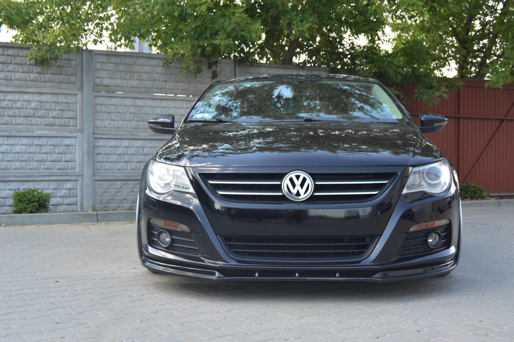 Front Ansatz V.1 für VW PASSAT CC vor Facelift, STANDARD STOßSTANGE schwarz Hochglanz