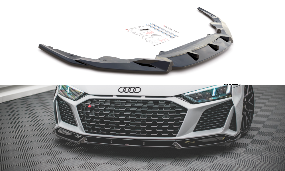 Street+ Spoilerlippe Front Ansatz V.1 passend für Audi R8 Mk2 FL schwarz Hochglanz