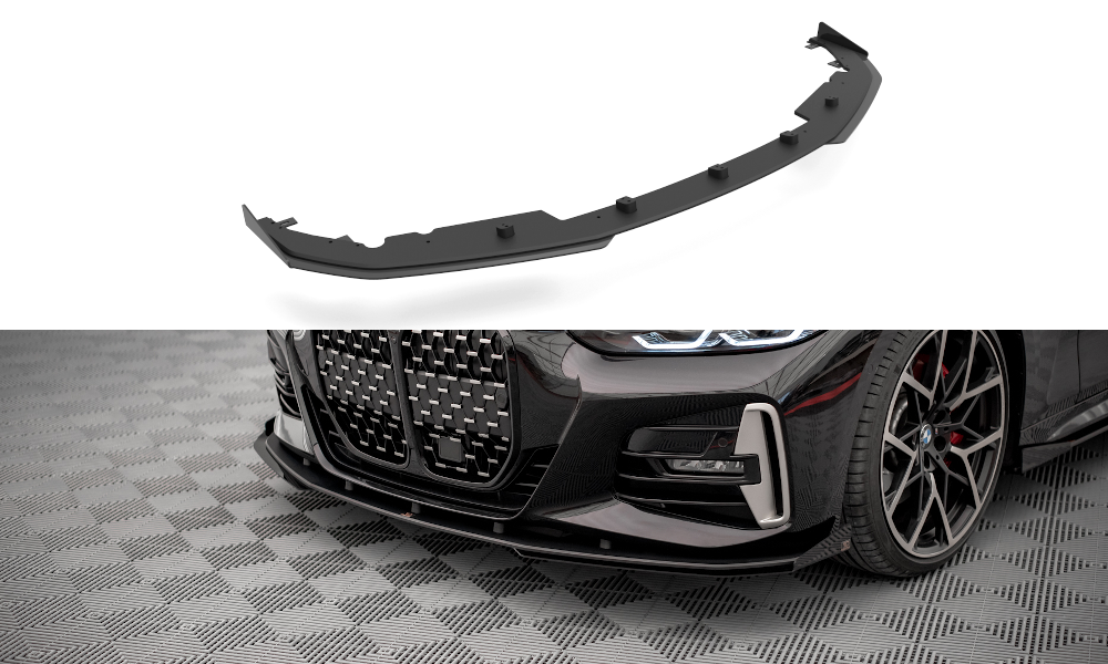 Street Pro Spoilerlippe Front Ansatz + Flaps passend für BMW 4er M-Paket / M440i G22 / G23 / G22 FL / G23 FL schwarz Hochglanz