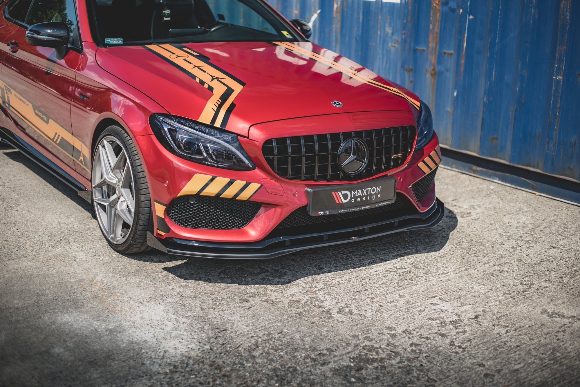 Street Pro Spoilerlippe Front Ansatz + Flaps passend für Mercedes-AMG C43 / AMG-Line Coupe C205 schwarz Hochglanz