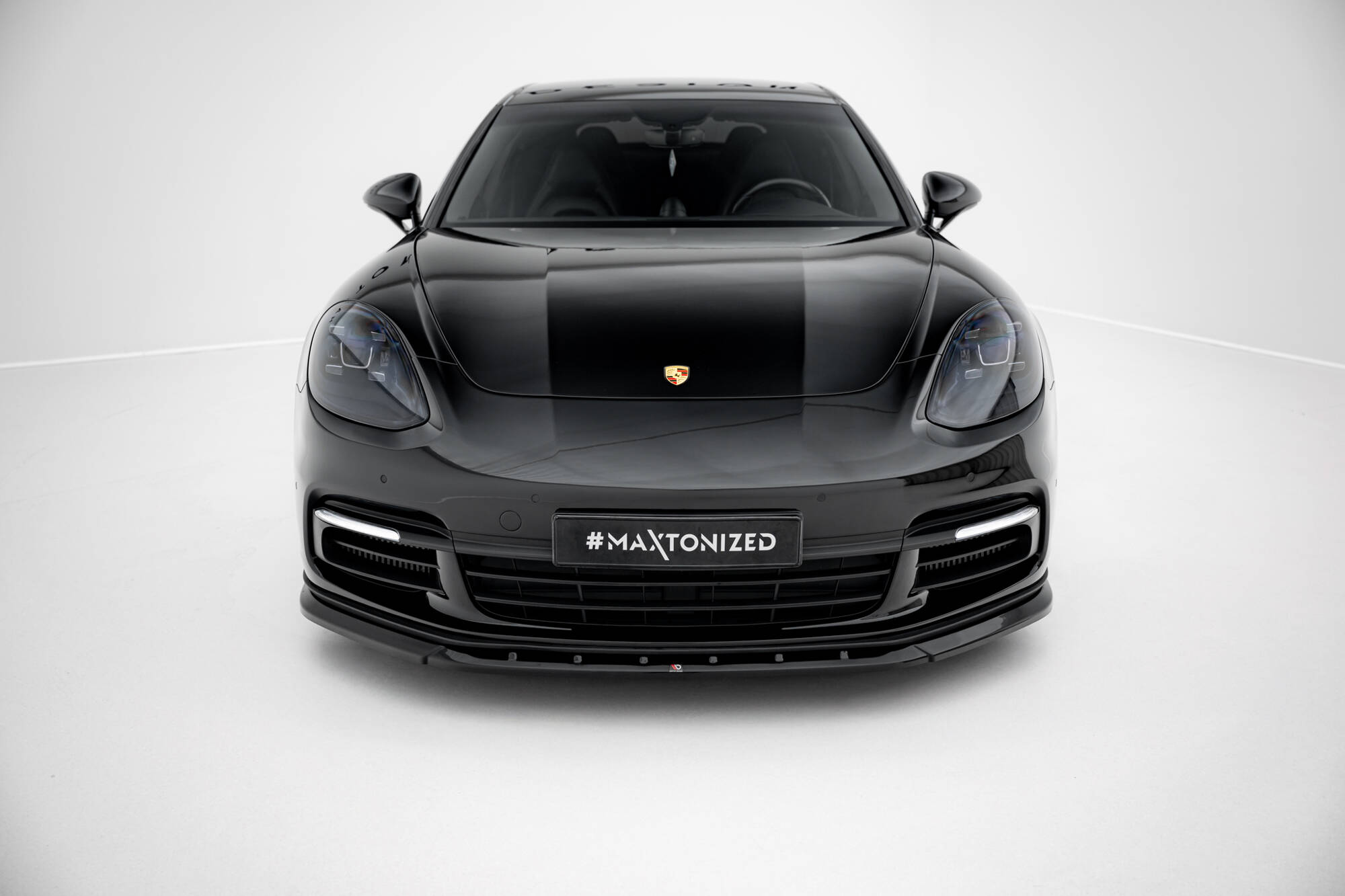 Street+ Spoilerlippe Front Ansatz V.1 passend für Porsche Panamera E-Hybrid / Panamera 4S 971 schwarz Hochglanz