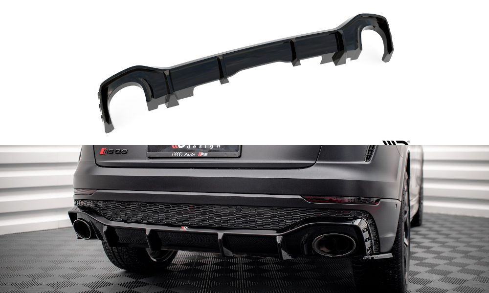 Street+ Heck Ansatz Diffusor passend für Audi RSQ8 Mk1 schwarz Hochglanz