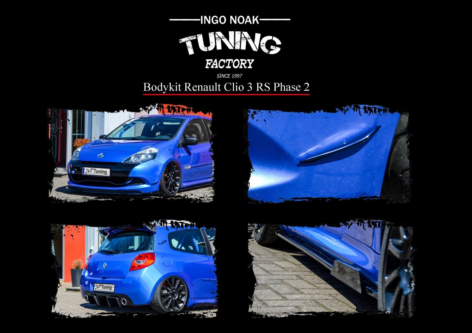 Bodykit für Renault Clio 3 RS Phase 2 Bj.2008-2014 (Schwarz Matt)