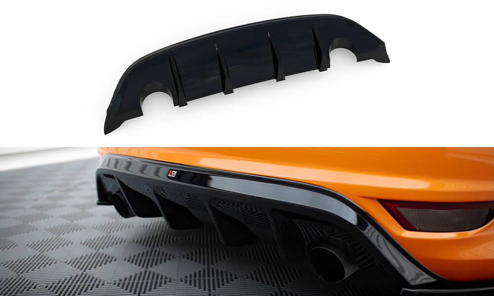 Street+ Heck Ansatz Diffusor passend für Ford Focus ST Mk2 FL schwarz Hochglanz