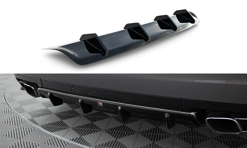 Heckansatz Diffusor passend für Maserati Quattroporte Mk6 schwarz Hochglanz