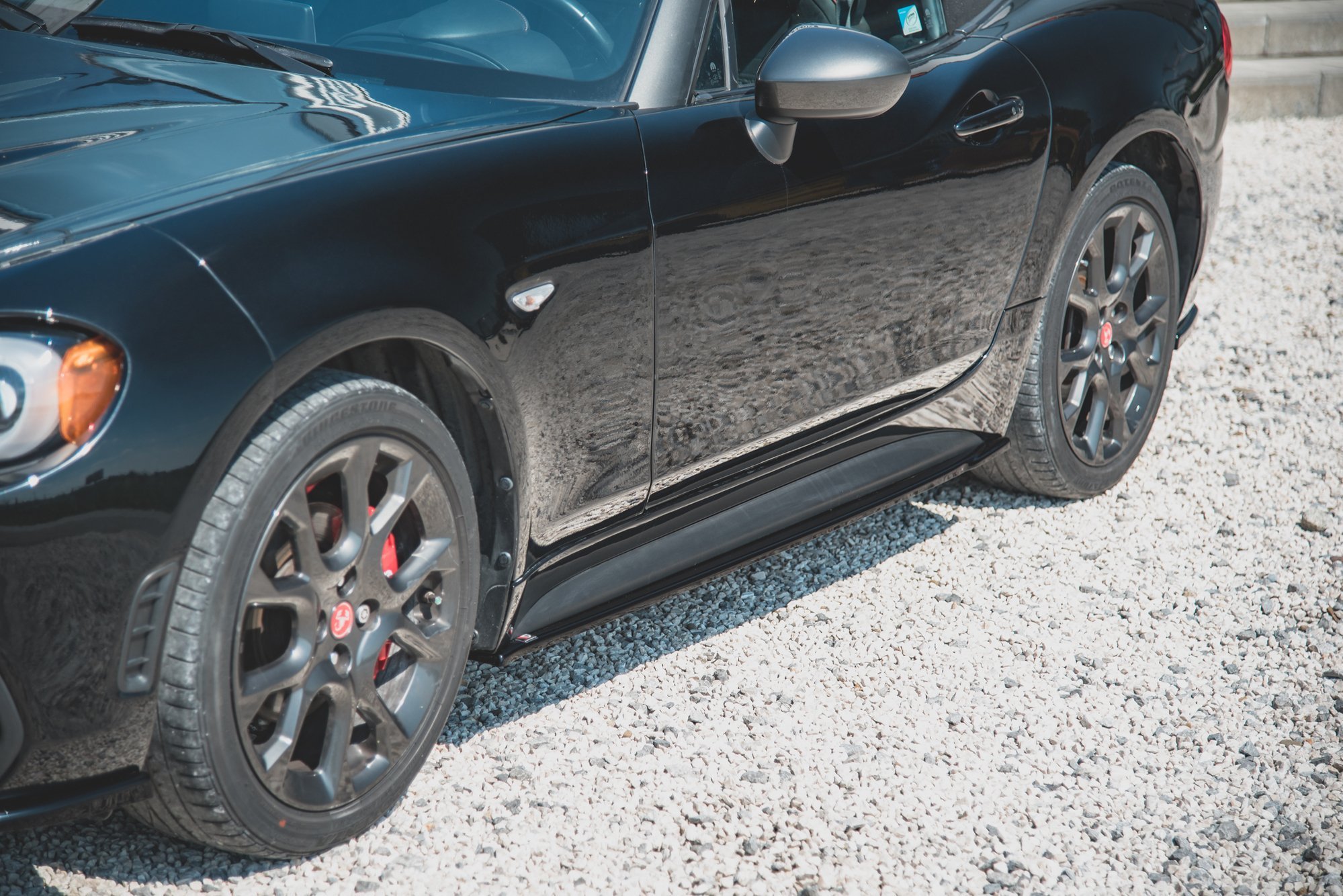 Seitenschweller Ansatz Paar passend für ABARTH 124 Spider schwarz Hochglanz