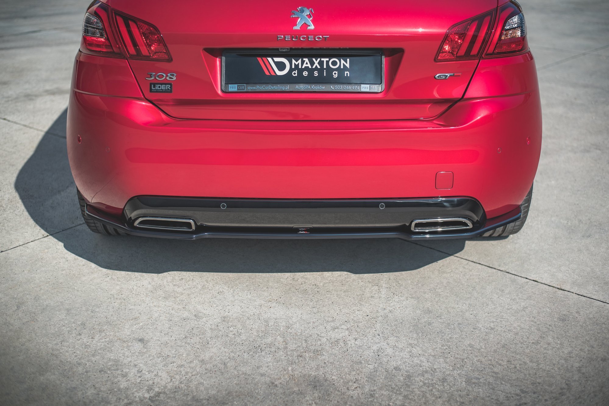 Street+ Mittlerer Diffusor Heck Ansatz passend für Peugeot 308 GT Mk2 FL schwarz Hochglanz