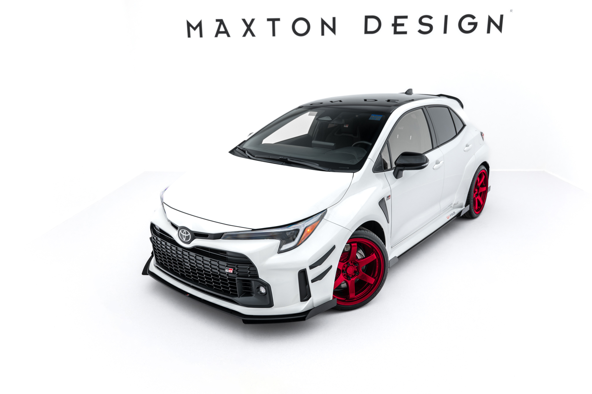 Street Pro Spoilerlippe Front Ansatz + Flaps passend für Toyota GR Corolla Mk12 rot+ Hochglanz Flaps