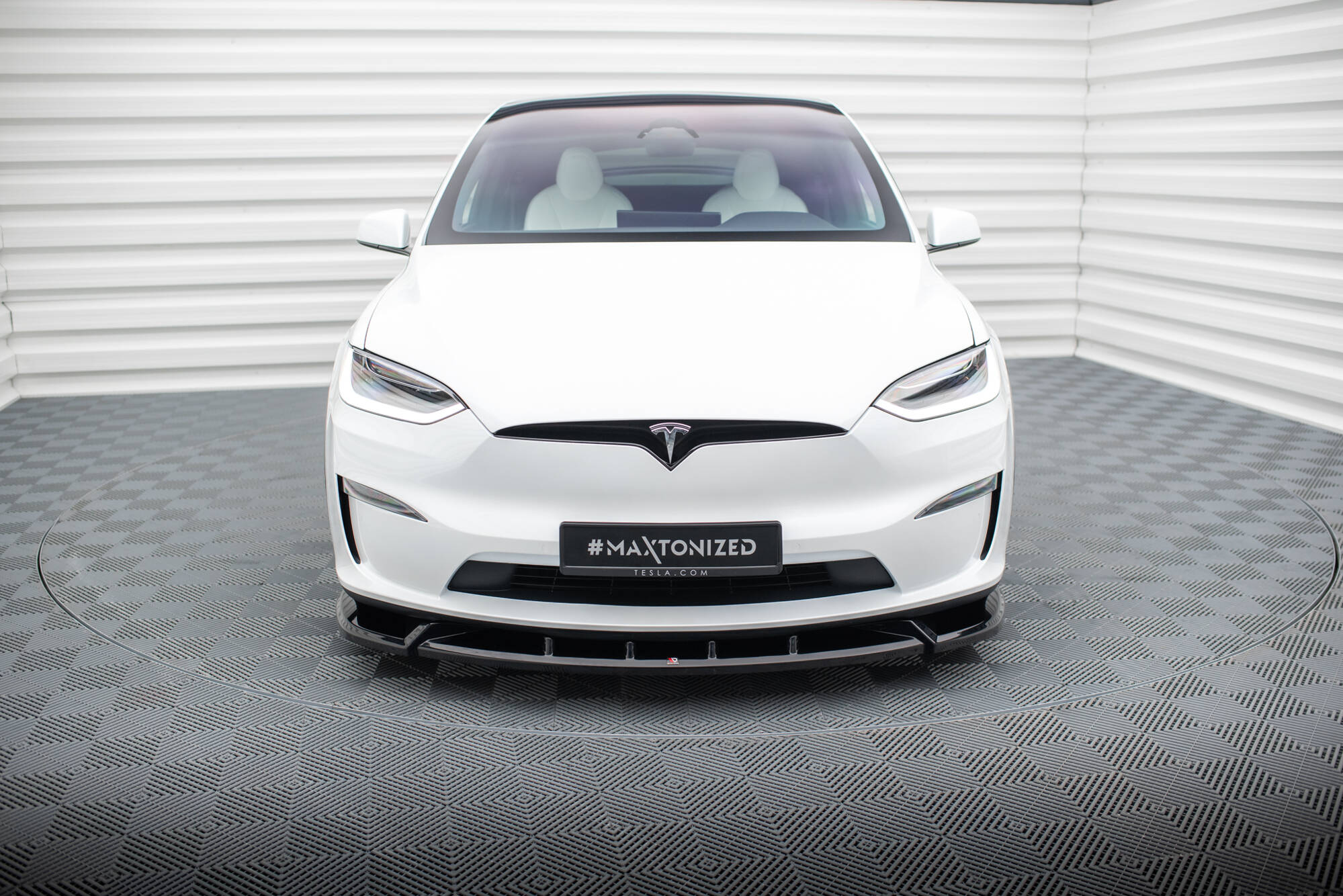 Frontlippe V.2 passend für Tesla Model X Mk1 FL schwarz Hochglanz