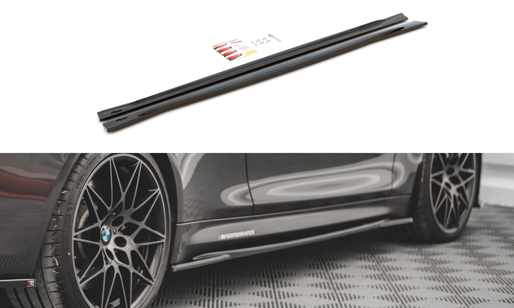 Street+ Seitenschweller Leisten V.2 passend für BMW M4 F82 schwarz Hochglanz