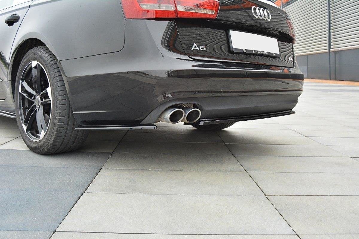 Heck Ansatz Flaps Diffusor für Audi A6 Avant / Limousine C7 schwarz Hochglanz