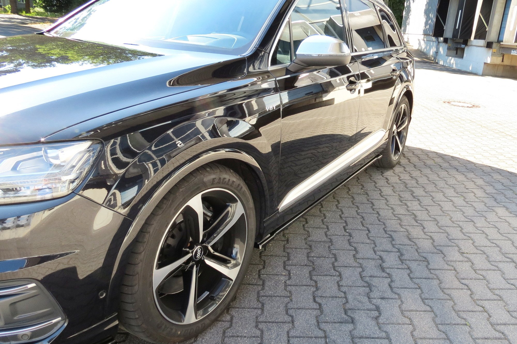Seitenschweller Ansatz für Audi SQ7 / Q7 S-Line Mk.2 schwarz Hochglanz