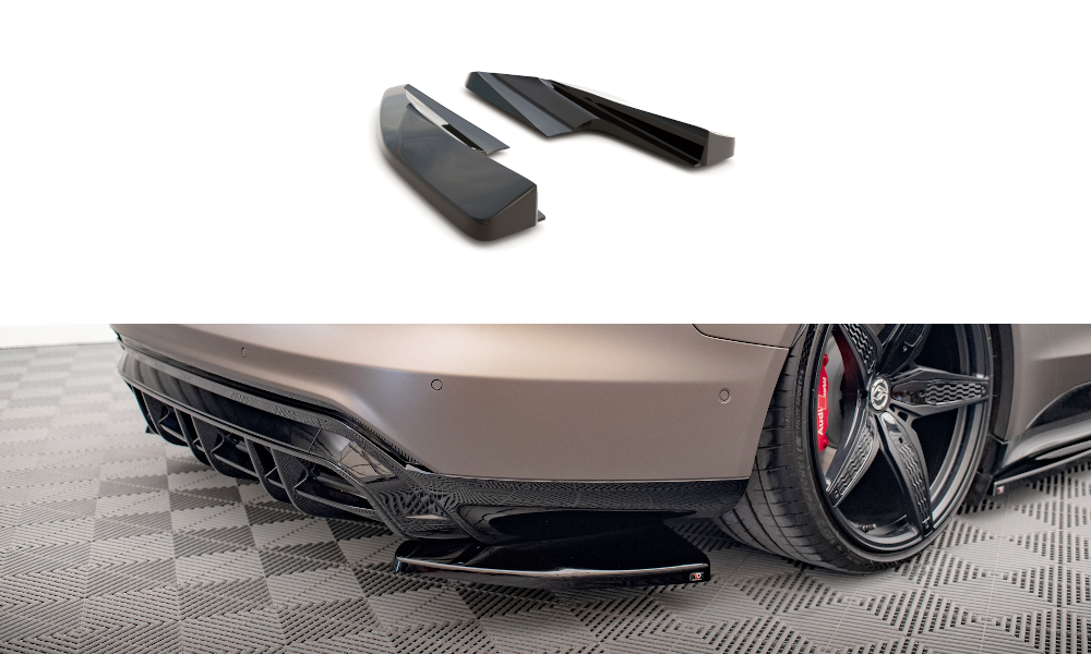 Street+ Heck Ansatz Flaps V.1 passend für Audi e-Tron GT / RS GT Mk1 schwarz Hochglanz