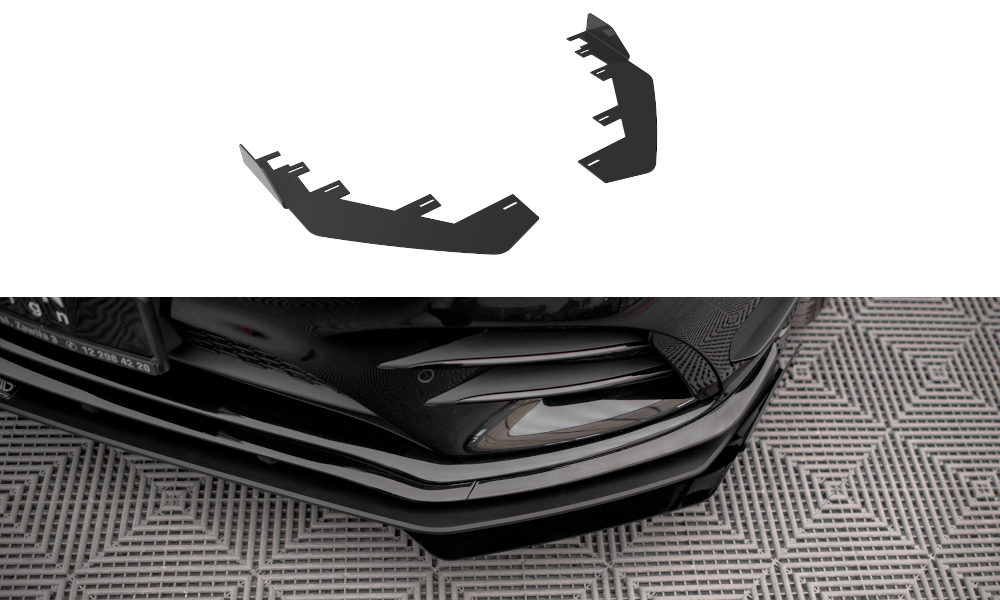 Front Stoßstange Flaps passend für Mercedes A35 AMG / AMG-Line Aero Pack W177 schwarz Hochglanz