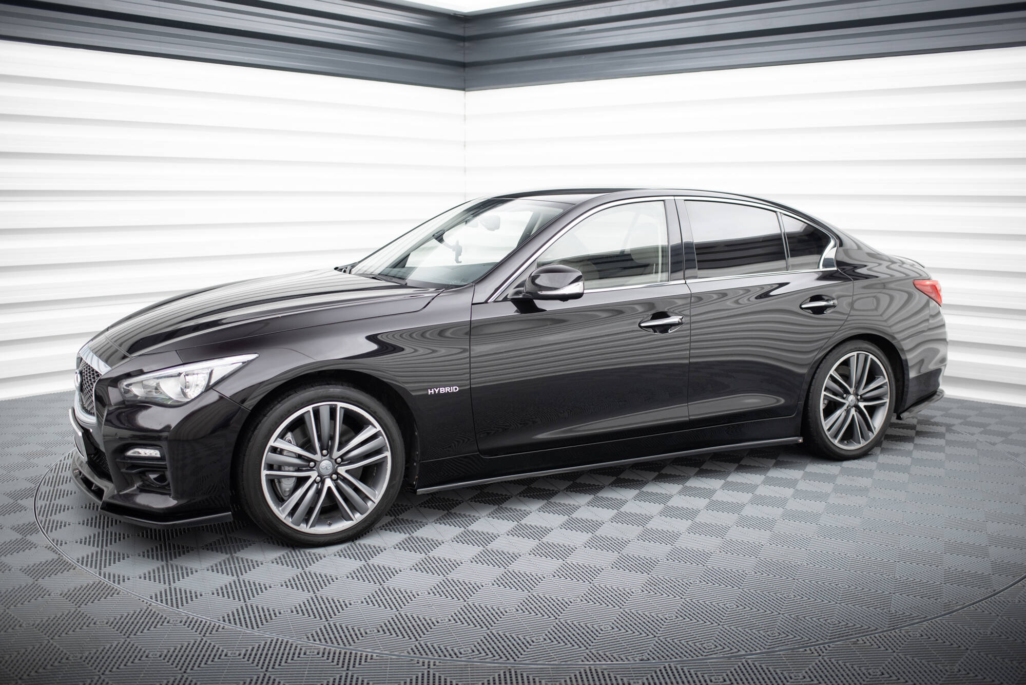 Seitenschweller Ansatz Paar V.2 passend für Infiniti Q50 S Mk1 schwarz Hochglanz