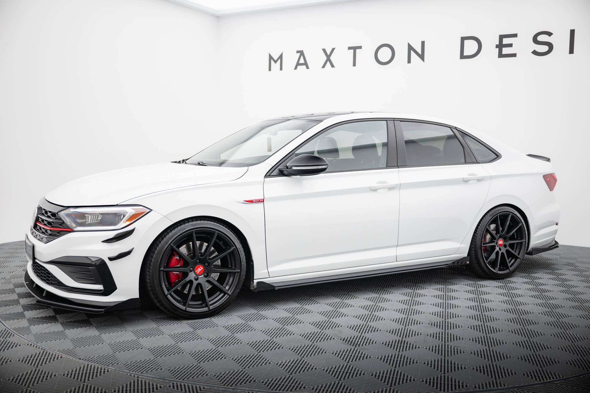 Street Pro Seitenschweller Leisten passend für VW Jetta GLI Mk7 rot+ Hochglanz Flaps