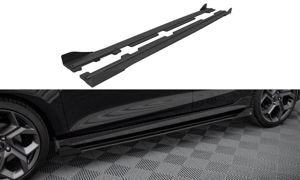 Street Pro Seitenschweller Ansatz + Flaps für Ford Fiesta ST / ST-Line Mk8 schwarz Hochglanz