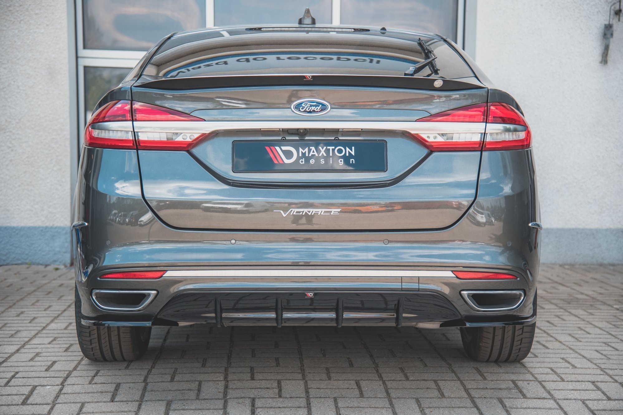 Diffusor Heck Ansatz für Ford Mondeo Vignale Mk5 Facelift Carbon Look