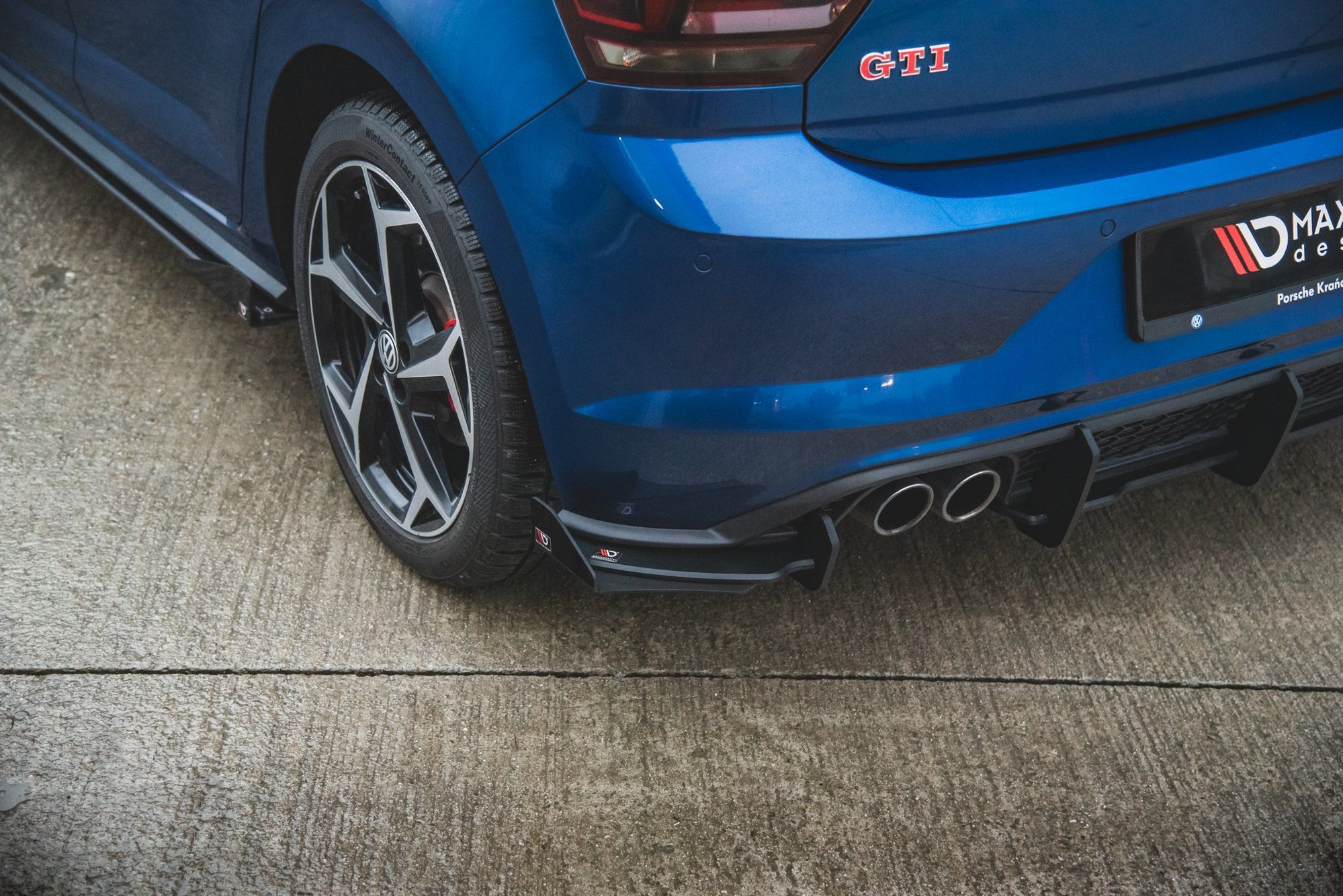 Street Pro Heck Ansatz Diffusor passend für VW Polo GTI Mk6 schwarz-rot+ Hochglanz Flaps