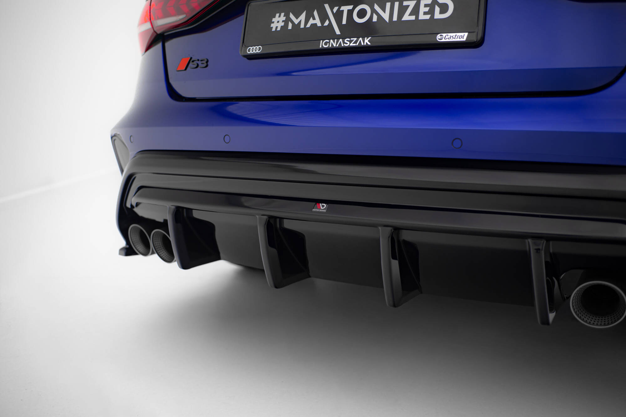 Street+ Heck Ansatz Diffusor passend für Audi S3 Limousine 8Y FL schwarz Hochglanz