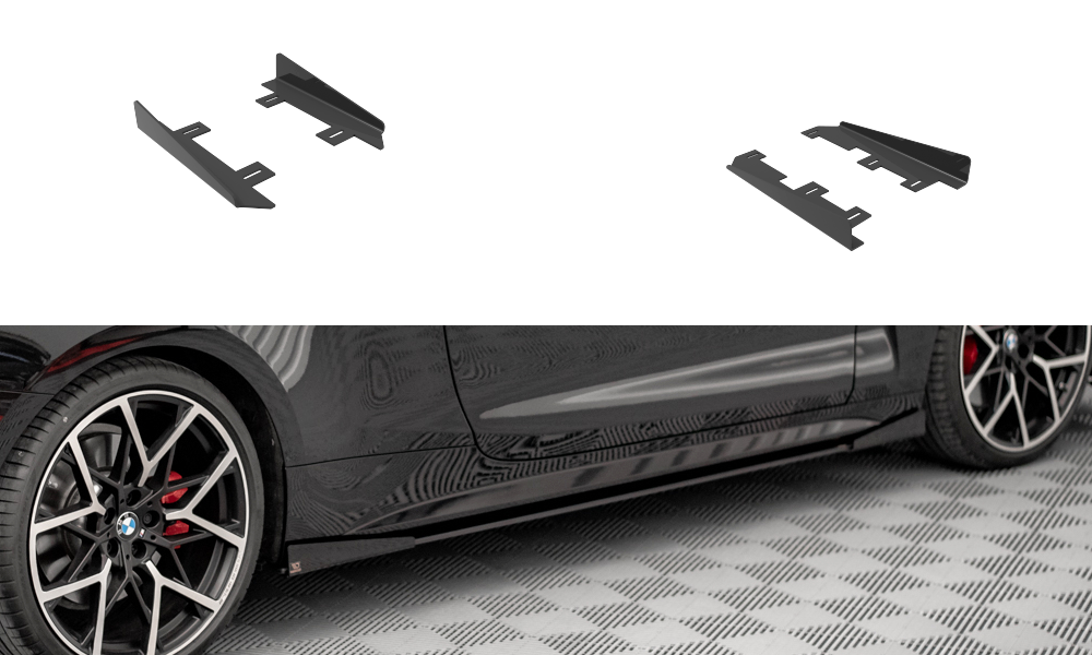 Seitenschweller Flaps passend für BMW 4er M-Paket / M440i G22 / G23 / G22 FL / G23 FL schwarz Hochglanz