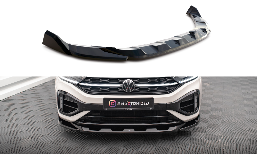 Street+ Spoilerlippe Front Ansatz V.2 passend für VW T-Roc R / R-Line Mk1 FL schwarz Hochglanz