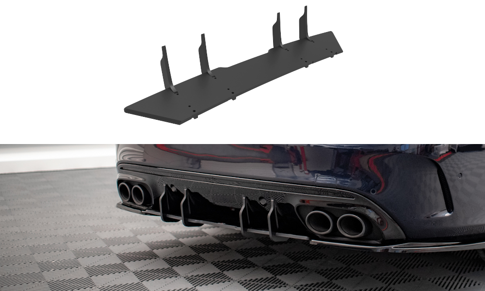 Street Pro Heckschürze Heck Ansatz Diffusor passend für Mercedes C 43 Limousine W205 FL schwarz-rot