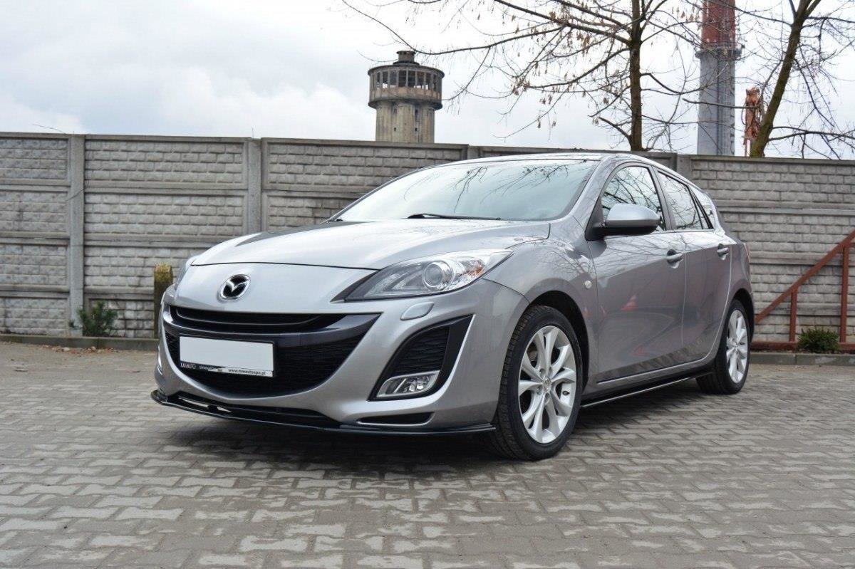 Street+ Spoilerlippe Front Ansatz passend für Mazda 3 MK2 SPORT vor FL schwarz Hochglanz