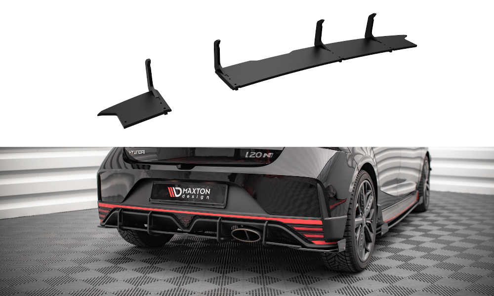 Street Pro Heckschürze Heck Ansatz Diffusor passend für Hyundai I20 N Mk3 rot