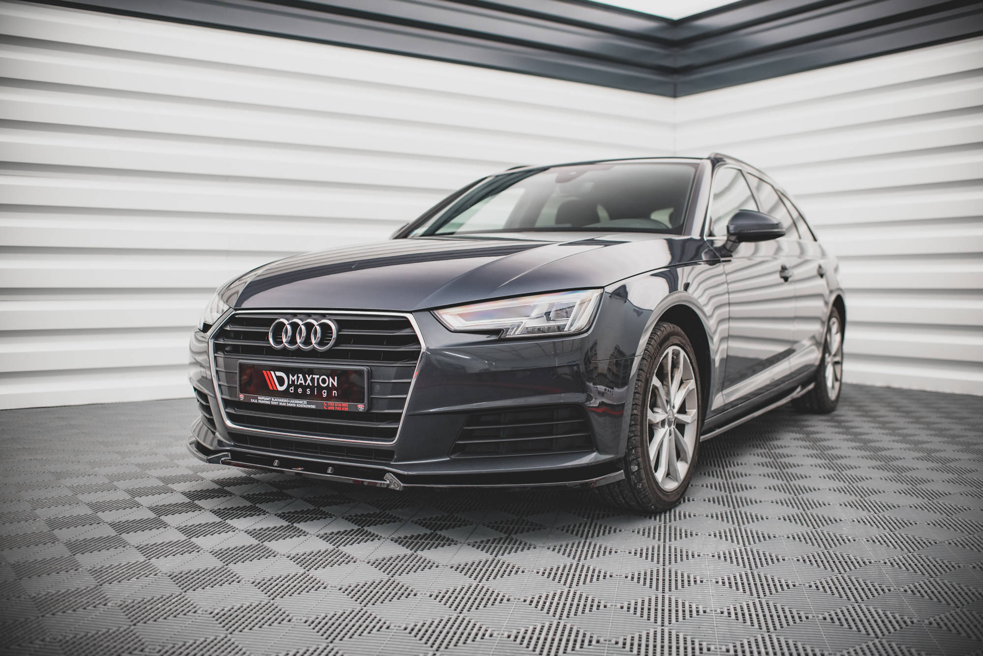 Street+ Spoilerlippe Front Ansatz V.1 passend für Audi A4 B9 schwarz Hochglanz