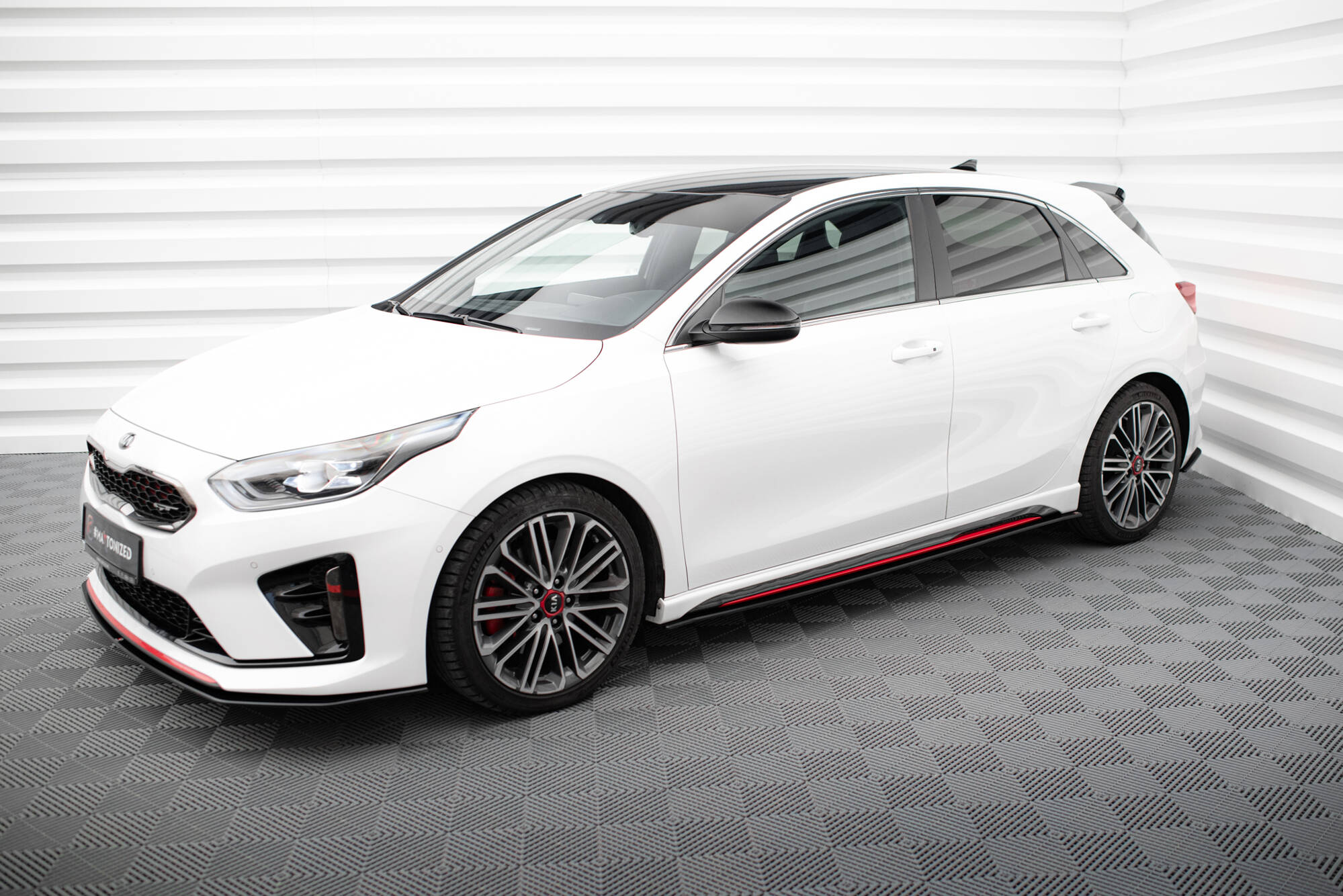 Street Pro Seitenschweller Leisten passend für Kia Ceed GT Mk3 / Proceed Mk1 rot
