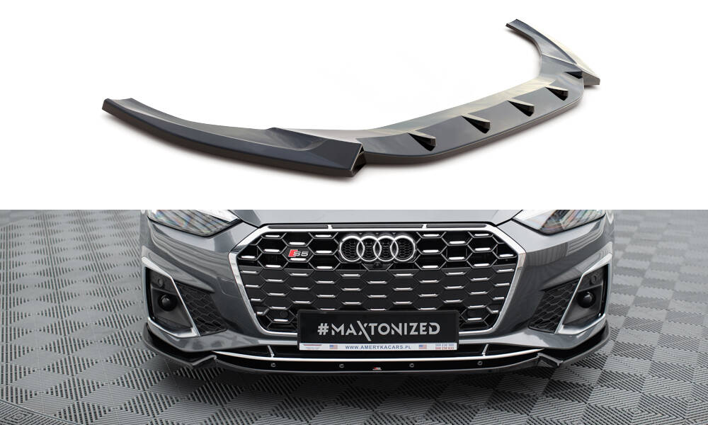 Street+ Spoilerlippe Front Ansatz V.2 passend für Audi S5 / A5 S-Line F5 FL schwarz Hochglanz