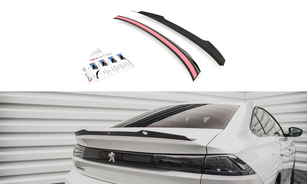 Heck Spoiler Aufsatz Abrisskante passend für Peugeot 508 Limousine Mk2 schwarz Hochglanz