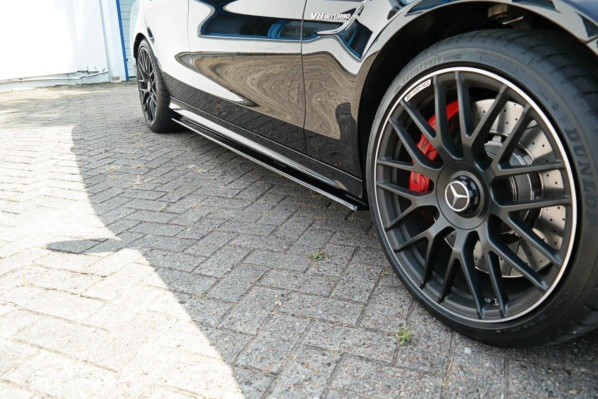 Street+ Seitenschweller Leisten V.1 passend für Mercedes C-Klasse S205 63 AMG schwarz Hochglanz