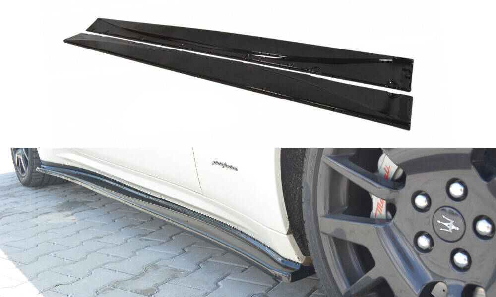 Seitenschweller Ansatz Paar passend für Maserati Granturismo Mk1 schwarz Hochglanz