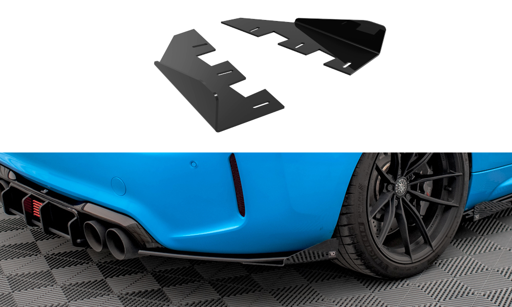 Hintere Seiten Flaps passend für BMW M2 F87 schwarz Hochglanz