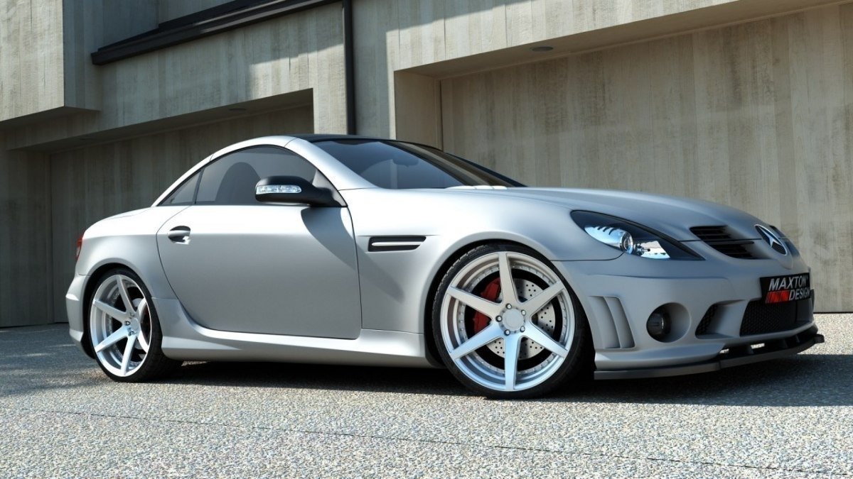 Street+ Spoilerlippe Front Ansatz passend für Mercedes SLK R171 für ME-SLK-R171-AMG204-F1 schwarz Hochglanz