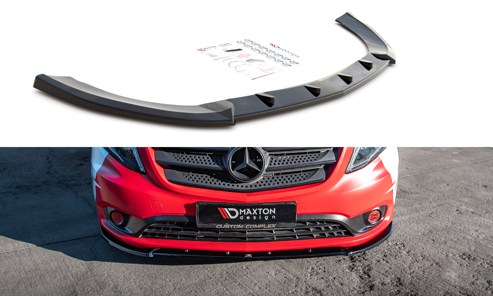 Street+ Spoilerlippe Front Ansatz V.2 passend für Mercedes Vito W447 FL schwarz Hochglanz