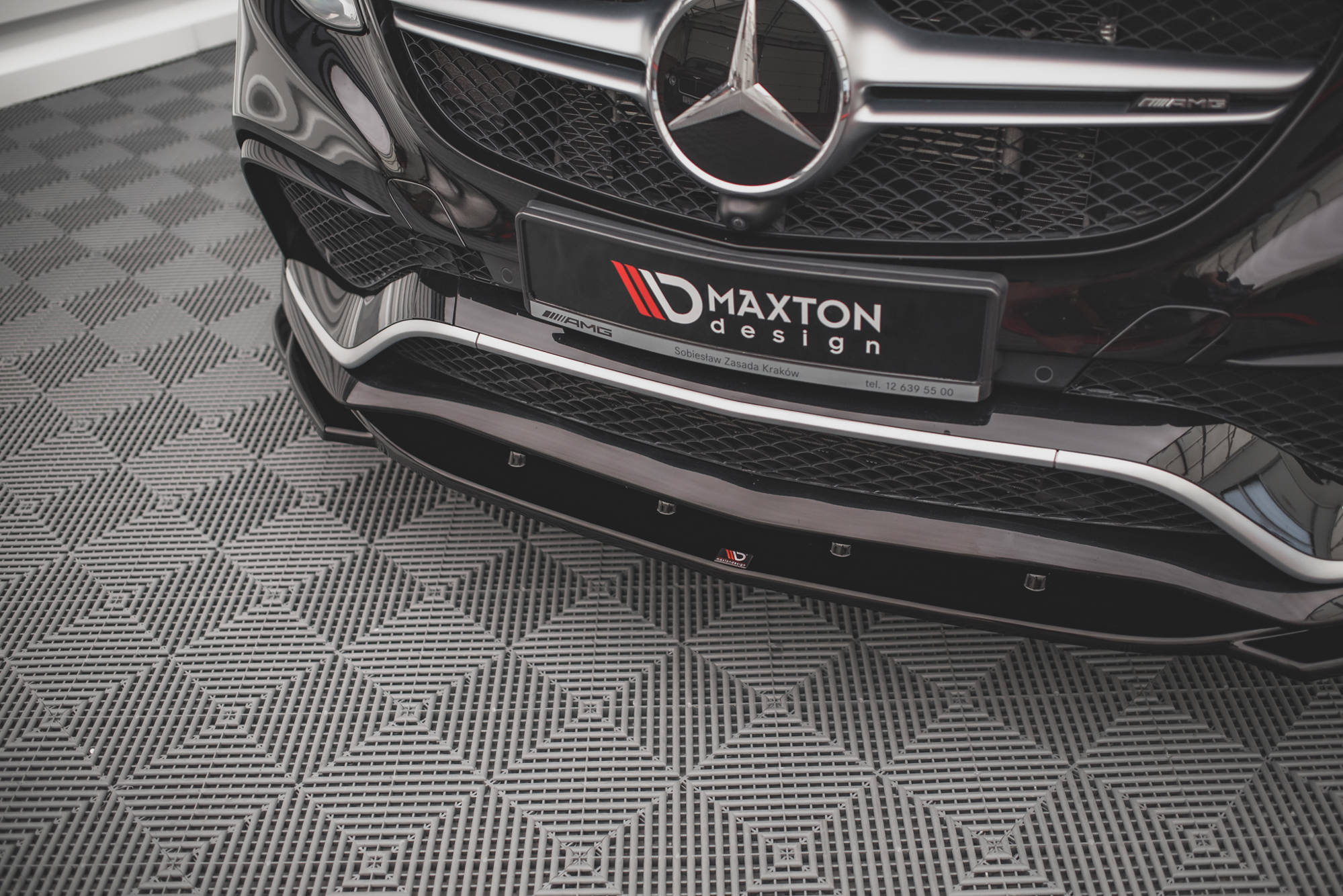 Street+ Spoilerlippe Front Ansatz V.2 passend für Mercedes GLE Coupe / SUV 63 AMG C292 / W166 schwarz Hochglanz