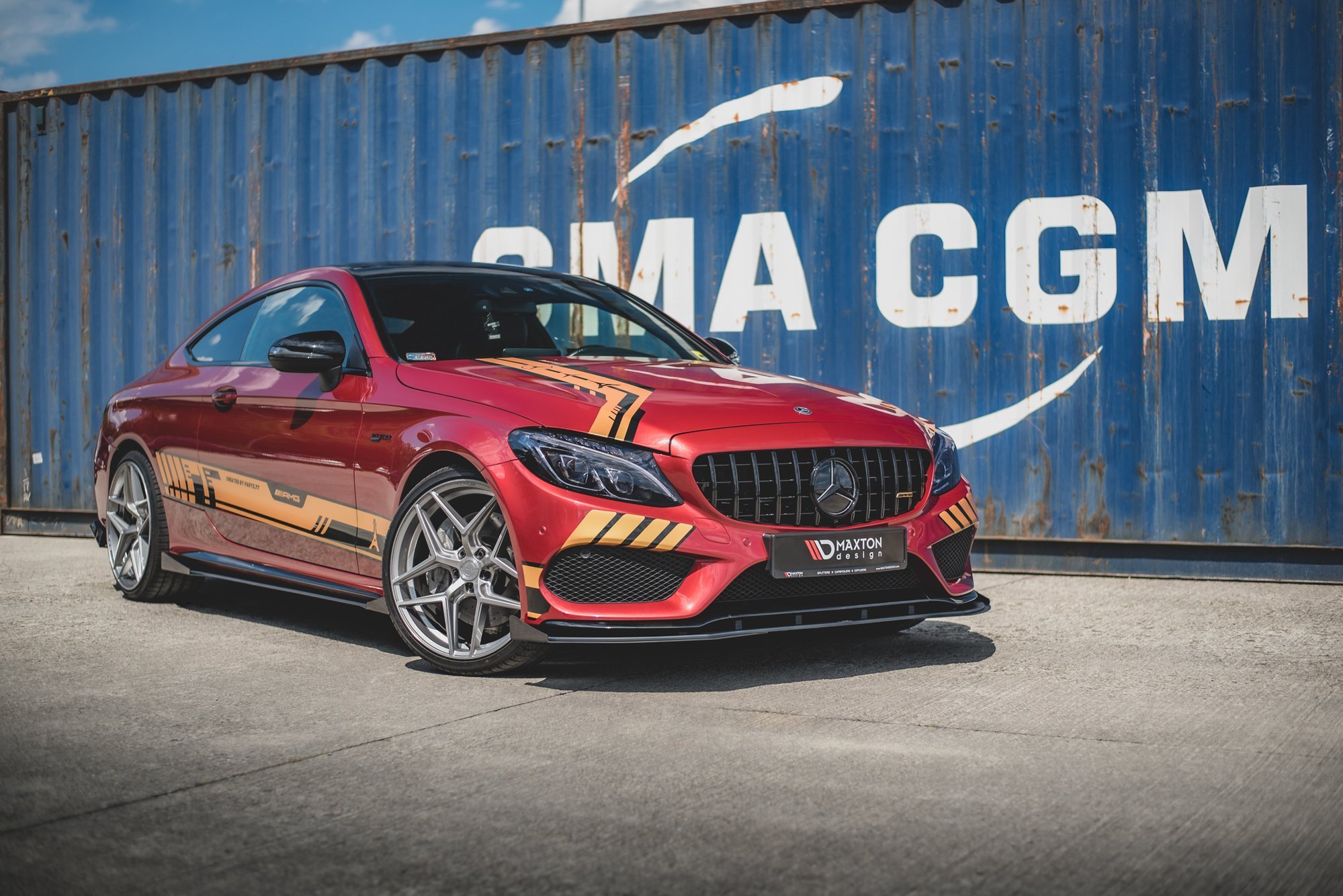 Street Pro Spoilerlippe Front Ansatz + Flaps passend für Mercedes-AMG C43 / AMG-Line Coupe C205 schwarz Hochglanz