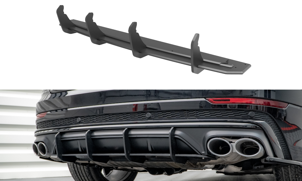 Street Pro Heckschürze Heck Ansatz Diffusor passend für Audi SQ8 / Q8 S-Line Mk1 schwarz-rot