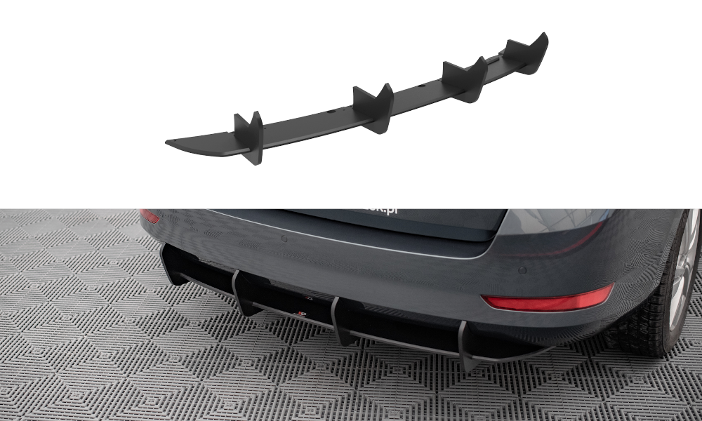 Street Pro Heckschürze Heck Ansatz Diffusor passend für Skoda Fabia Combi Mk3 FL rot