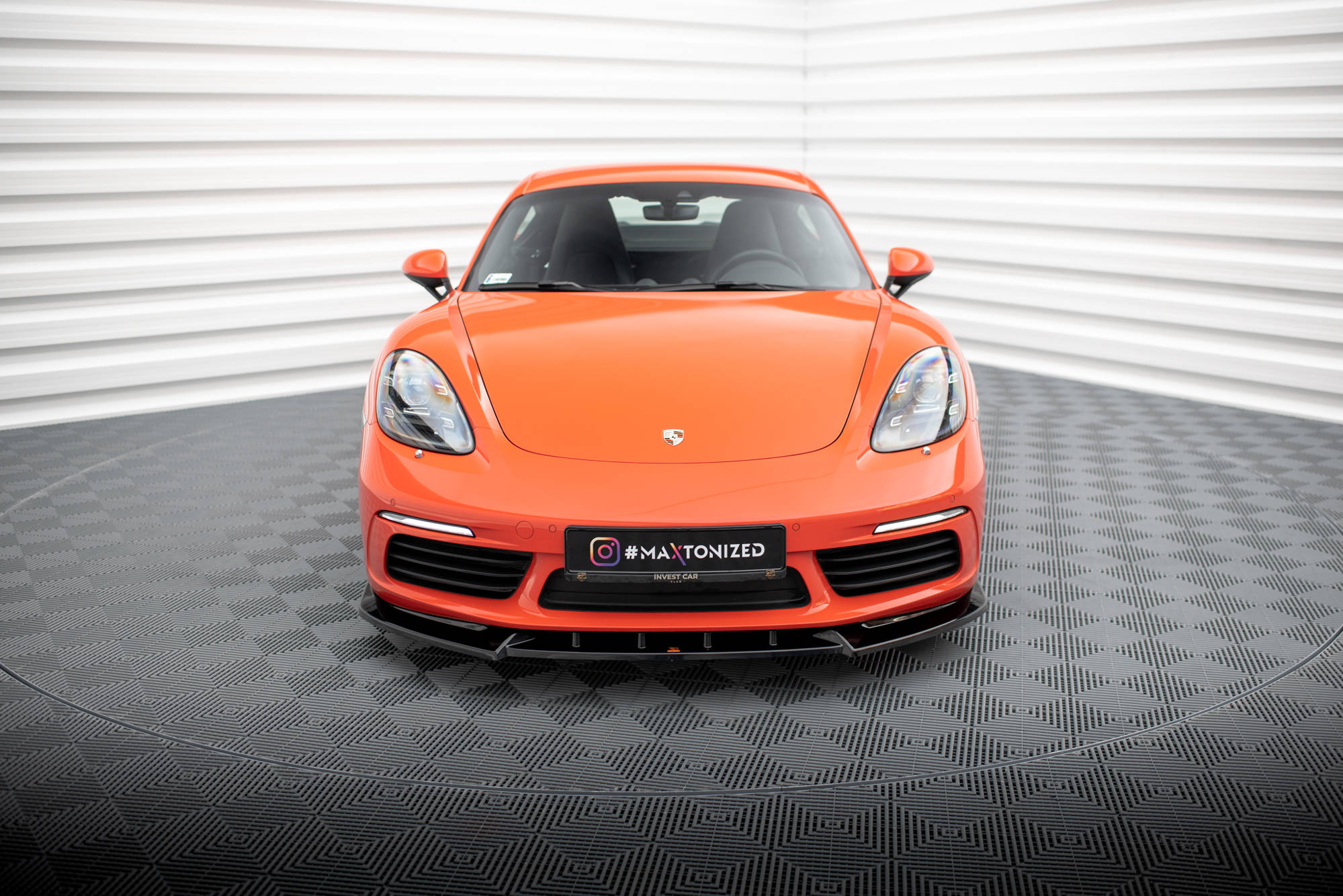 Street+ Spoilerlippe Front Ansatz V.1 passend für Porsche 718 Cayman 982c schwarz Hochglanz