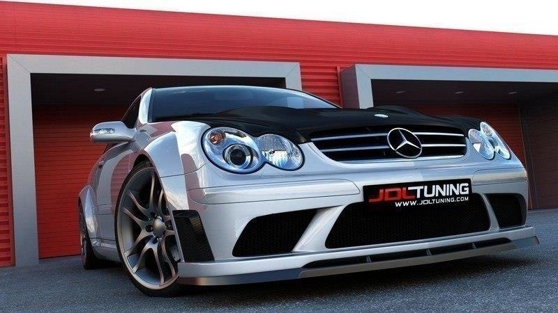 Street+ Spoilerlippe Front Ansatz passend für Mercedes CLK W209 für ME-CLK-209-BLACK-F1 Stoßstange schwarz Hochglanz