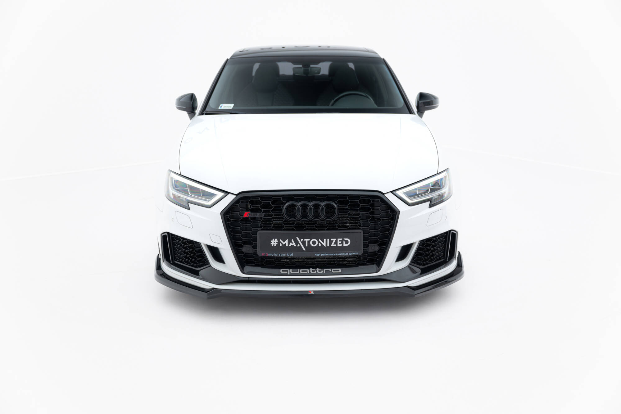 Street+ Spoilerlippe Front Ansatz V.4 passend für Audi RS3 Limousine 8V FL schwarz Hochglanz