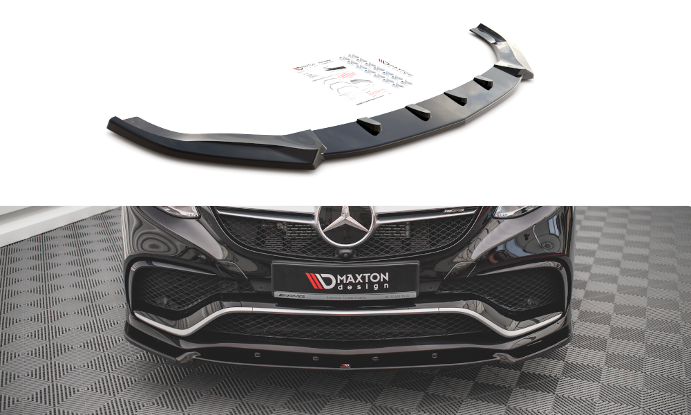 Street+ Spoilerlippe Front Ansatz V.1 passend für Mercedes GLE Coupe / SUV 63 AMG C292 / W166 schwarz Hochglanz