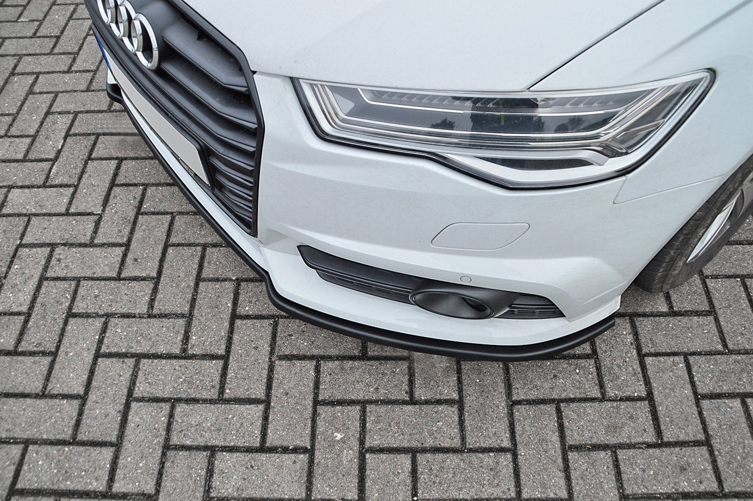 Cup Frontspoilerlippe für Audi A6 S-Line+ S6 4G C7 ab Bj. 2014- (Schwarz Matt)