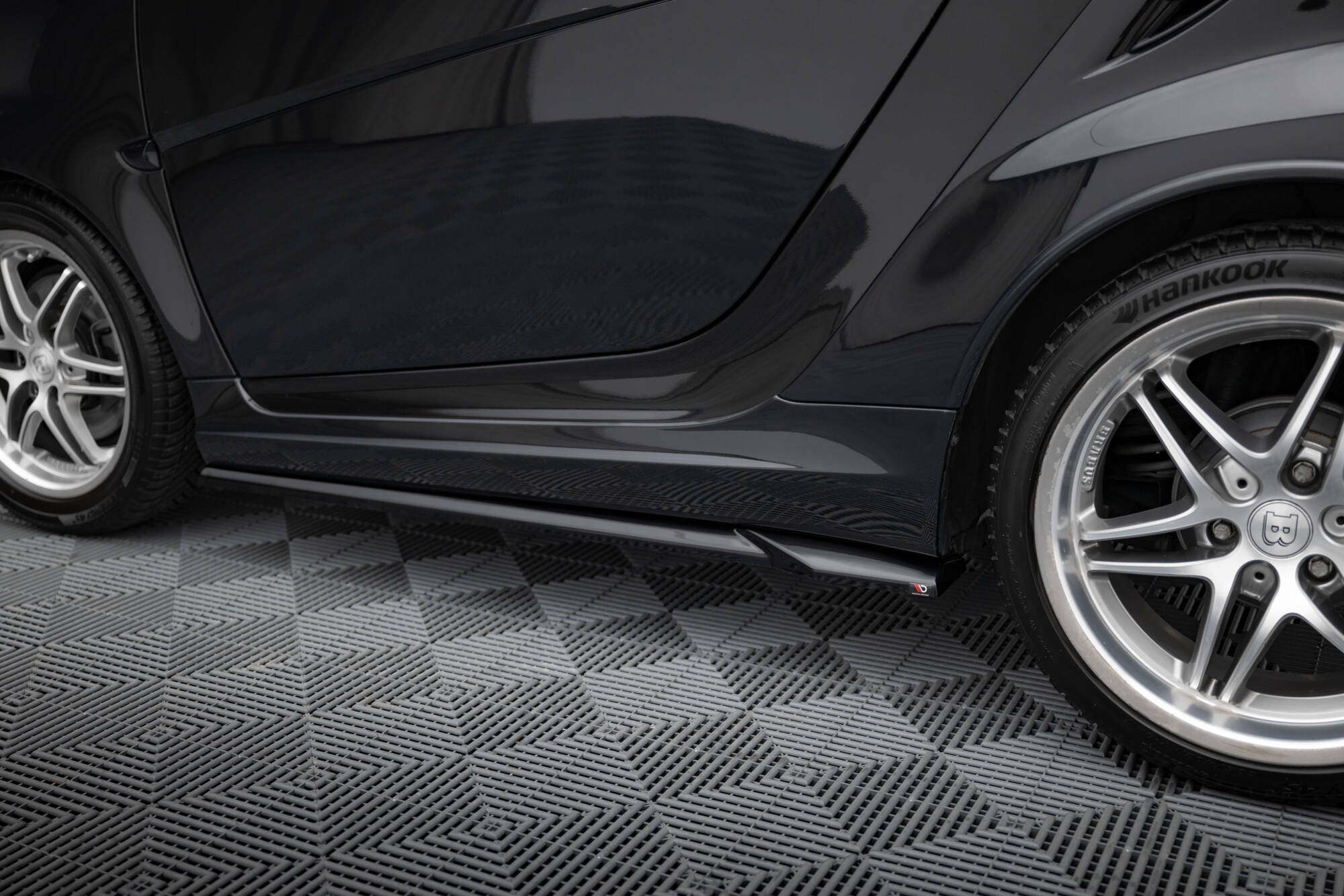 Seitenschweller Ansatz Paar passend für Brabus Smart Fortwo C451 FL schwarz Hochglanz